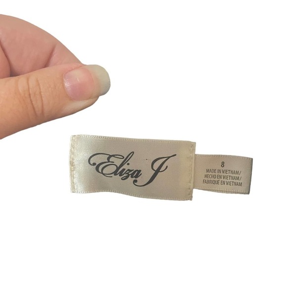 Eliza J 3/4 Bell Sleeve Fit & Flare Navy Dress w/Laddered Insets - Picture 5 of 13